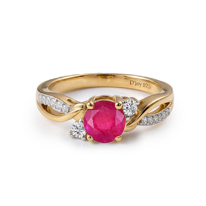 Always You African Ruby Birthstone Solitaire Promise Ring with Moissanite Accents in 925 Sterling Silver 18K Gold Vermeil Plated 8518891 1