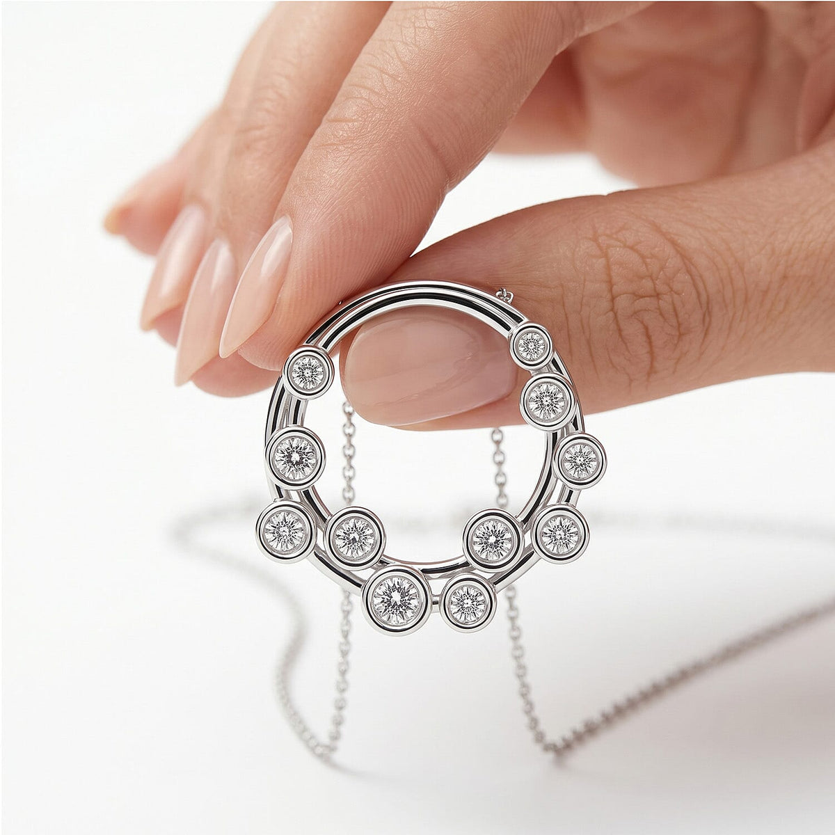 Designer Inspired - Natural White Diamond Bubble Pendant V32602827 3