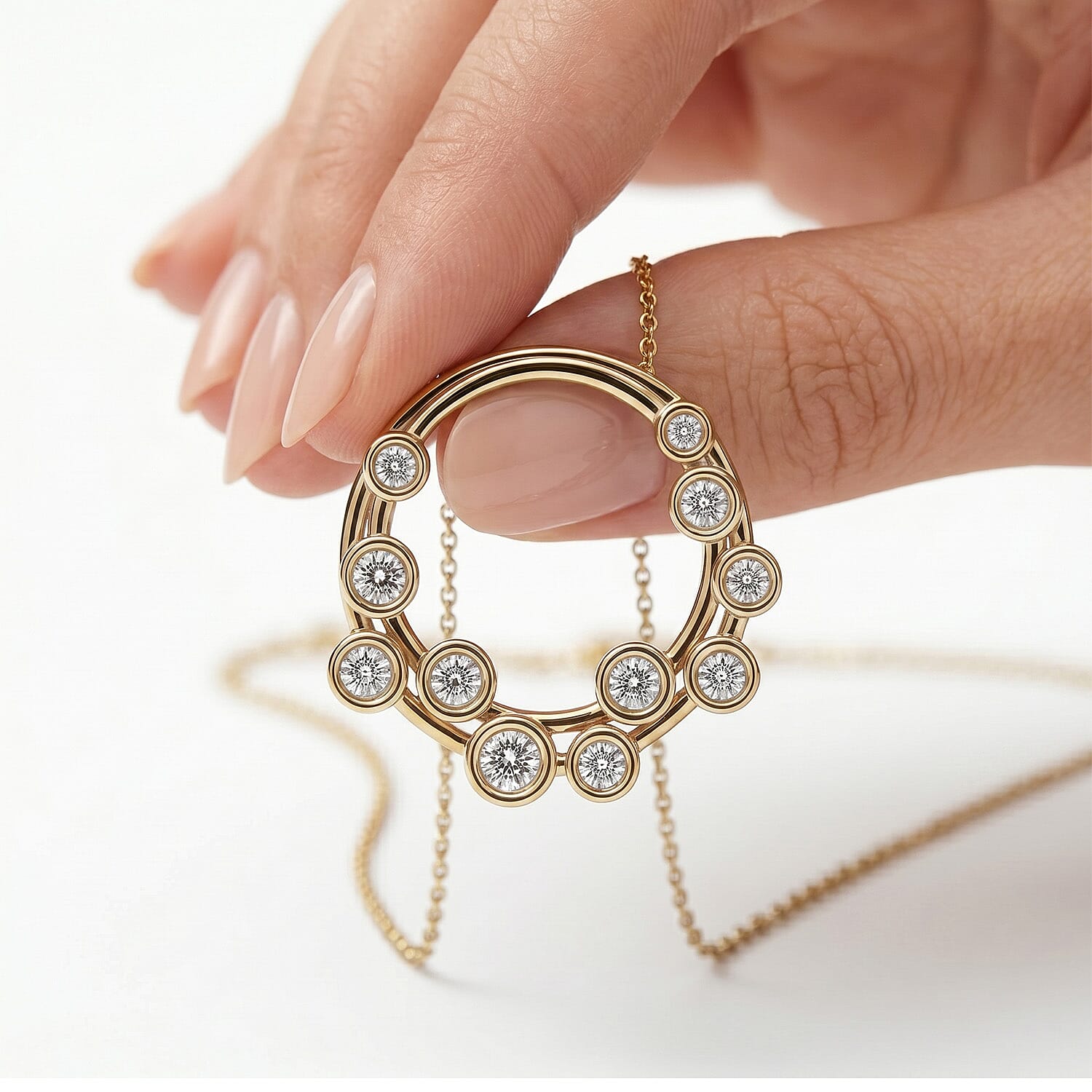 Designer Inspired - Natural White Diamond Bubble Pendant 8518925 3