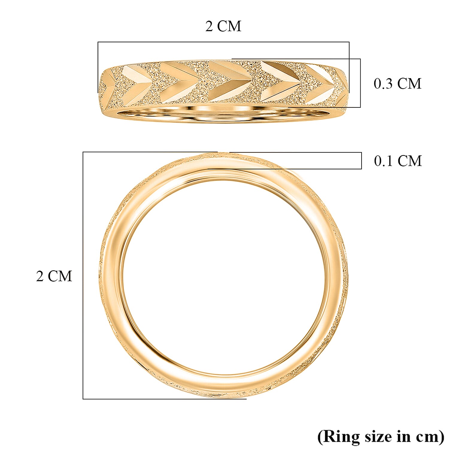 Leaf Texture Diamond Cut Band Ring in Yellow Gold Plated Sterling Silver 8519058 8