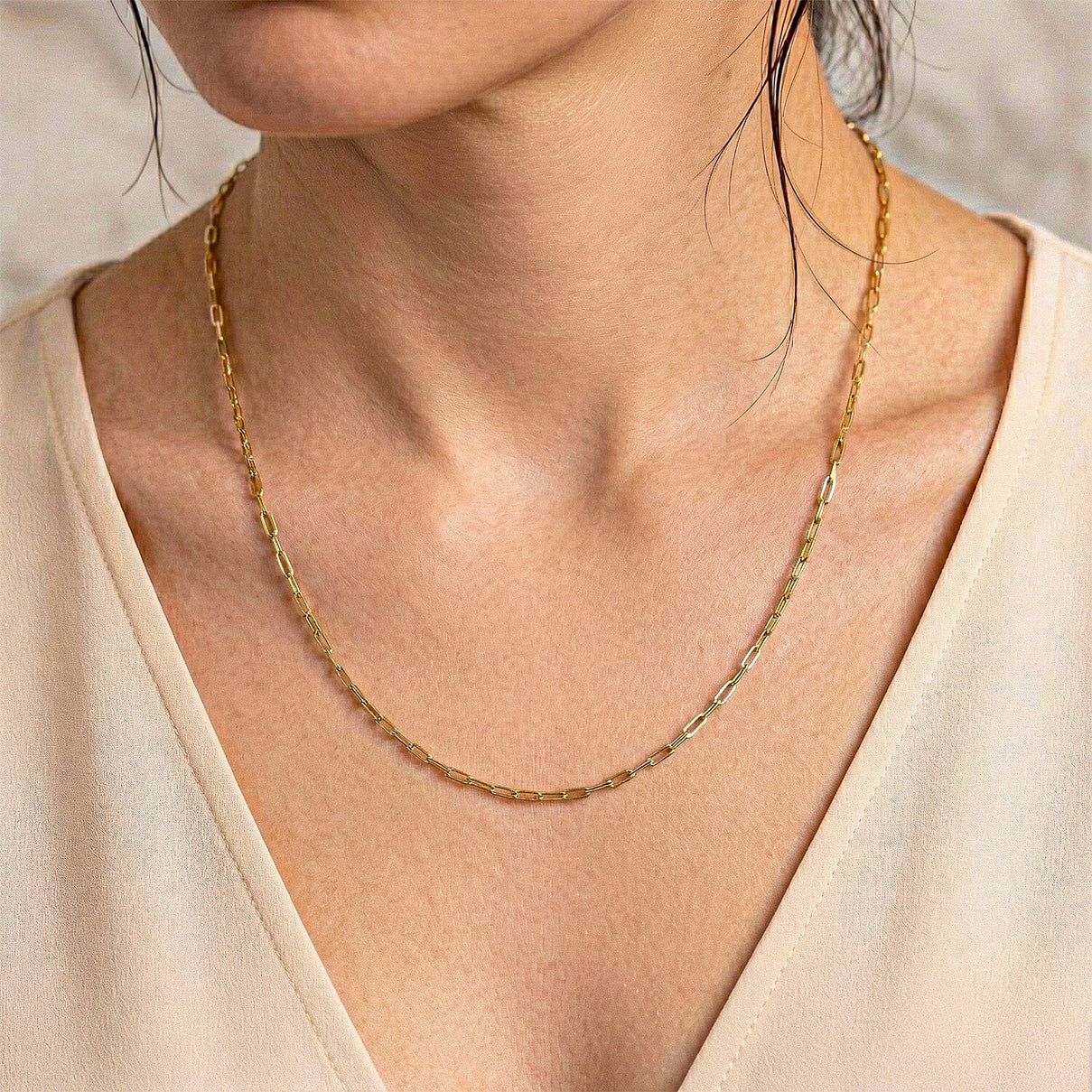 9K Yellow Gold 1.2MM Paperclip Necklace with Spring Ring Clasp 20 Inch 8519075 4
