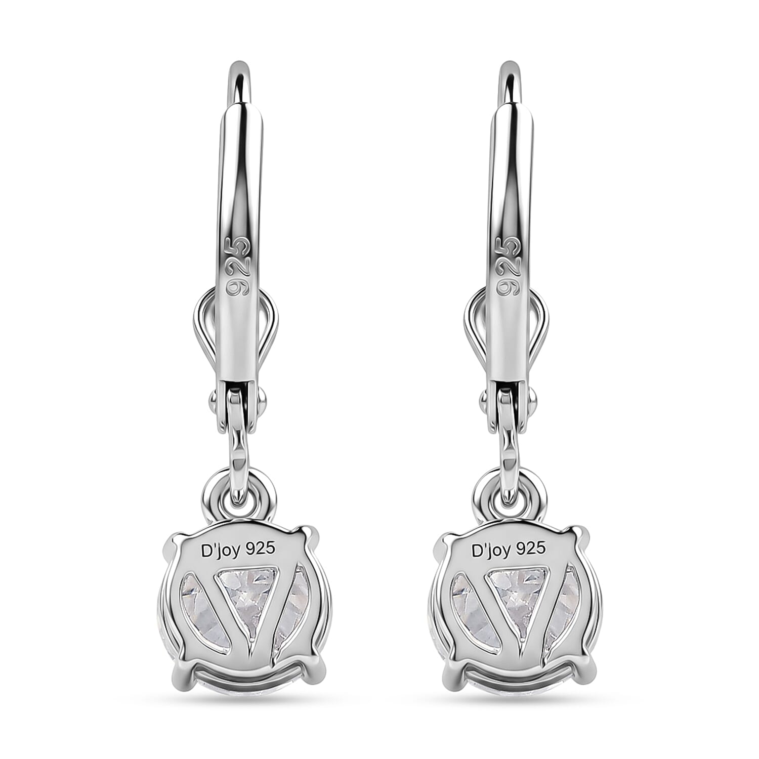 Royal Bali Collection - D'Joy Moissanite Solitaire Earring with Lever Back in Platinum Overlay Sterling Silver 1.60 Ct 8547685 6