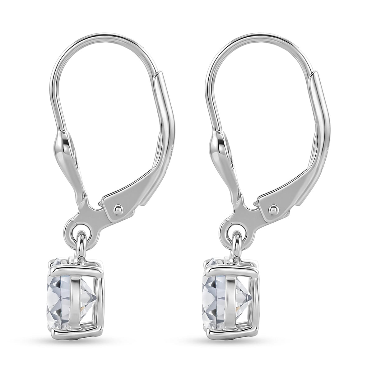 Royal Bali Collection - D'Joy Moissanite Solitaire Earring with Lever Back in Platinum Overlay Sterling Silver 1.60 Ct 8547685 7