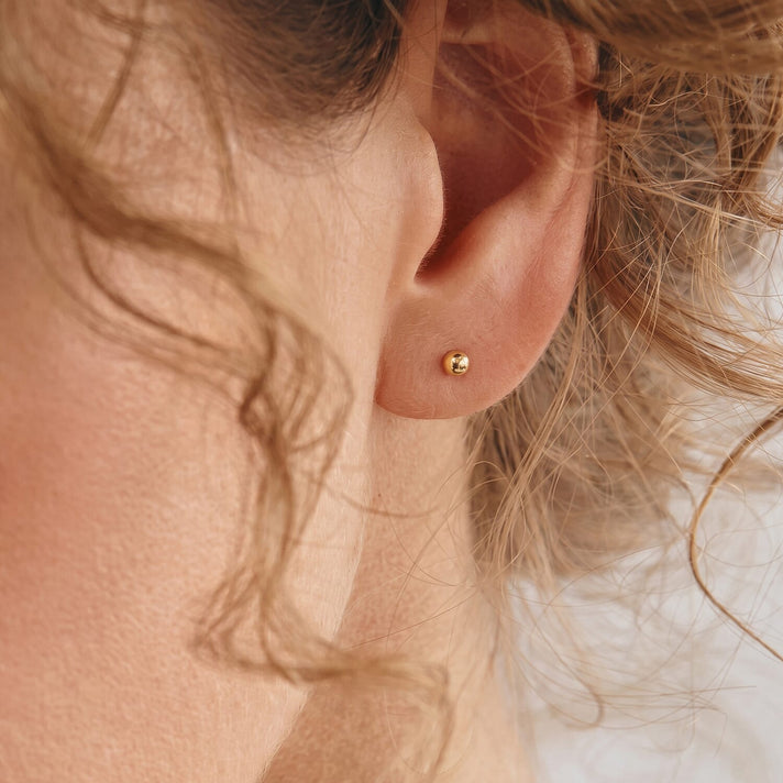 9K Yellow Gold 3MM Ball Stud Earrings 8556615 2