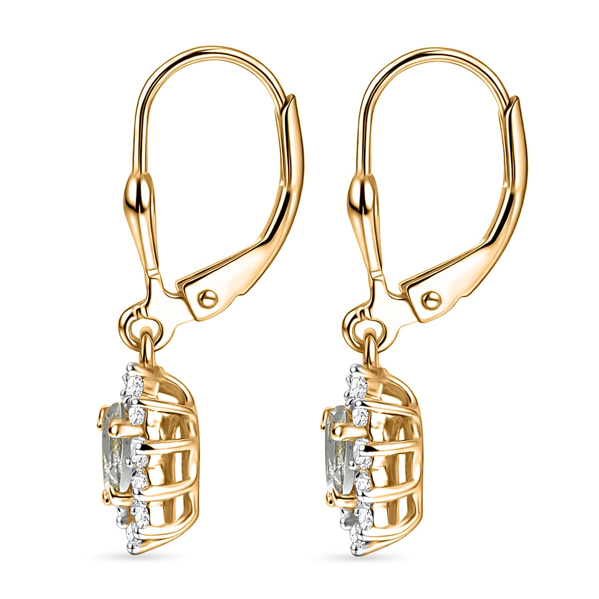 D'Joy Aquamarine &amp; White Zircon Earring with Lever Back in 18K Vermeil Yellow Gold Plated Sterling Silver 1.42 Ct. 8557226 4