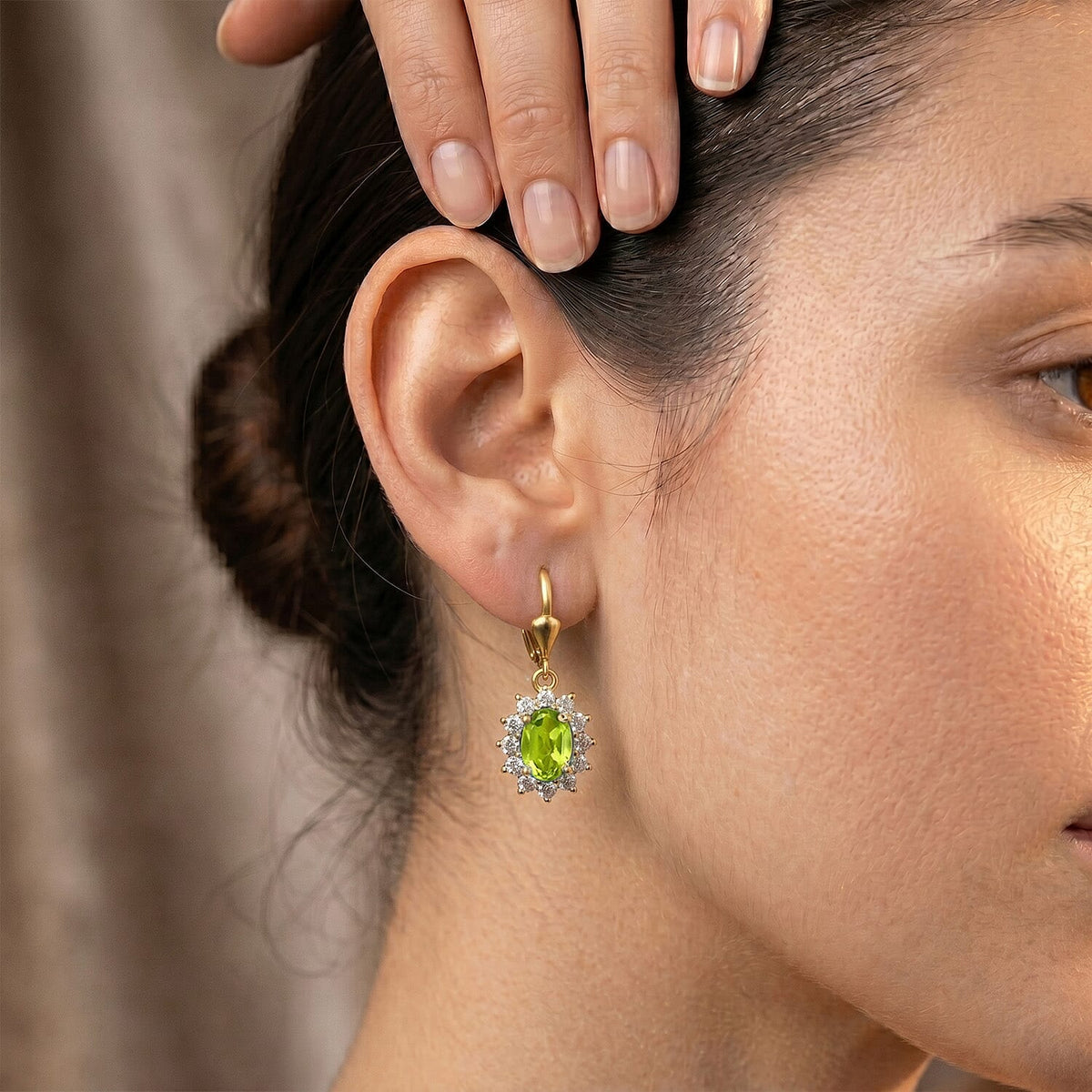 D'Joy Peridot &amp; White Zircon Earring with Lever Back in 18K Vermeil Yellow Gold Plated Sterling Silver 1.64 Ct. 8557230 7