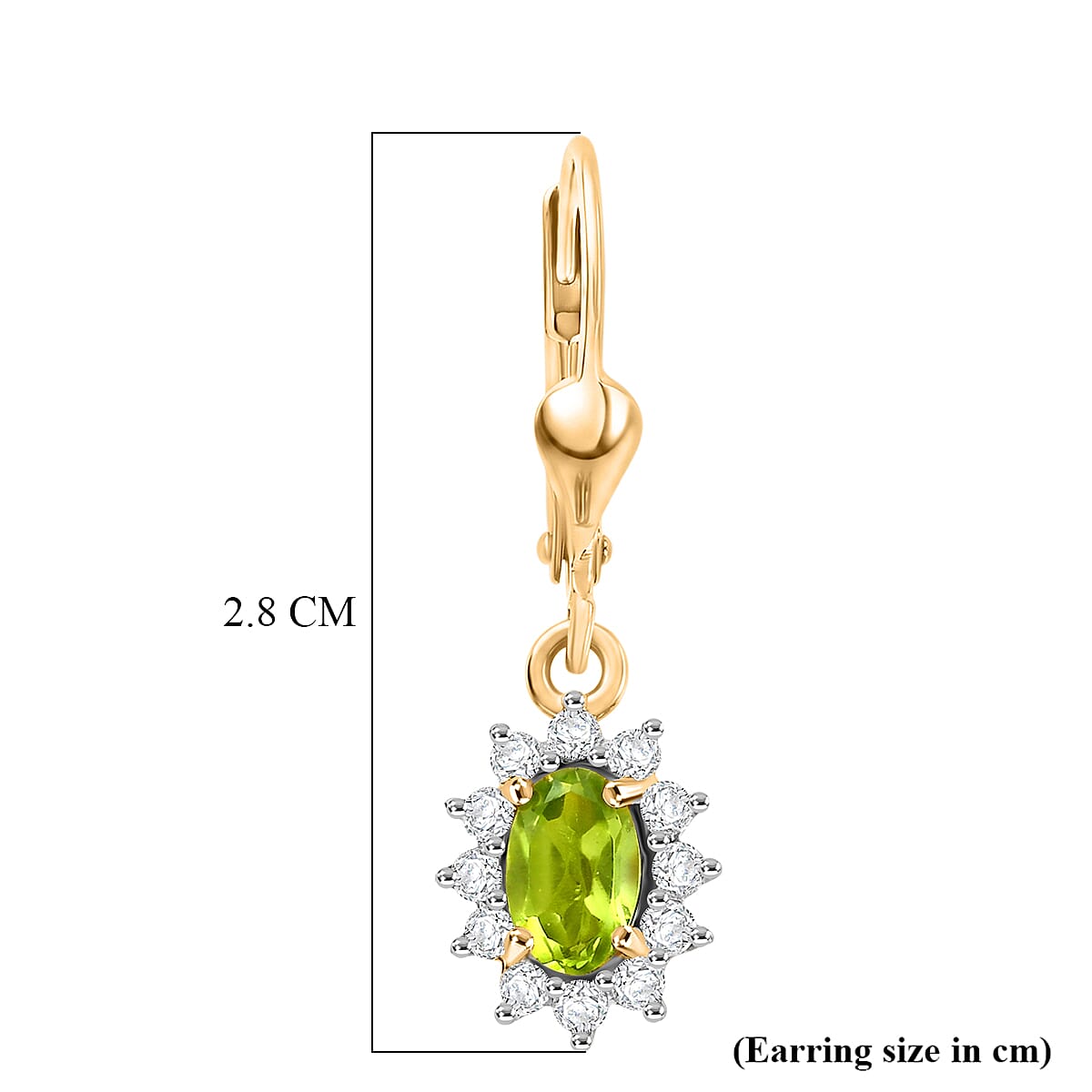 D'Joy Peridot &amp; White Zircon Earring with Lever Back in 18K Vermeil Yellow Gold Plated Sterling Silver 1.64 Ct. 8557230 8