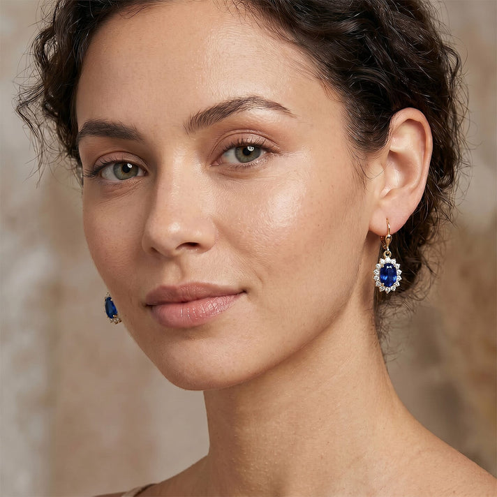 D'Joy London Blue Topaz &amp; White Zircon Earring with Lever Back in Rhodium Overlay Sterling Silver 1.65 Ct. 8557239 2