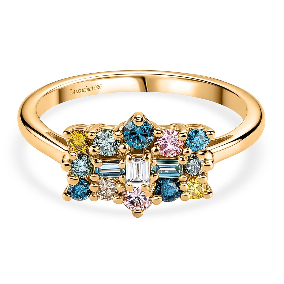 LUXURIANT 0.5 Ct. Multi Lab Grown Diamond Boat Ring in 18K Vermeil Yellow Gold Plated Sterling Silver (SI) 8557819 0