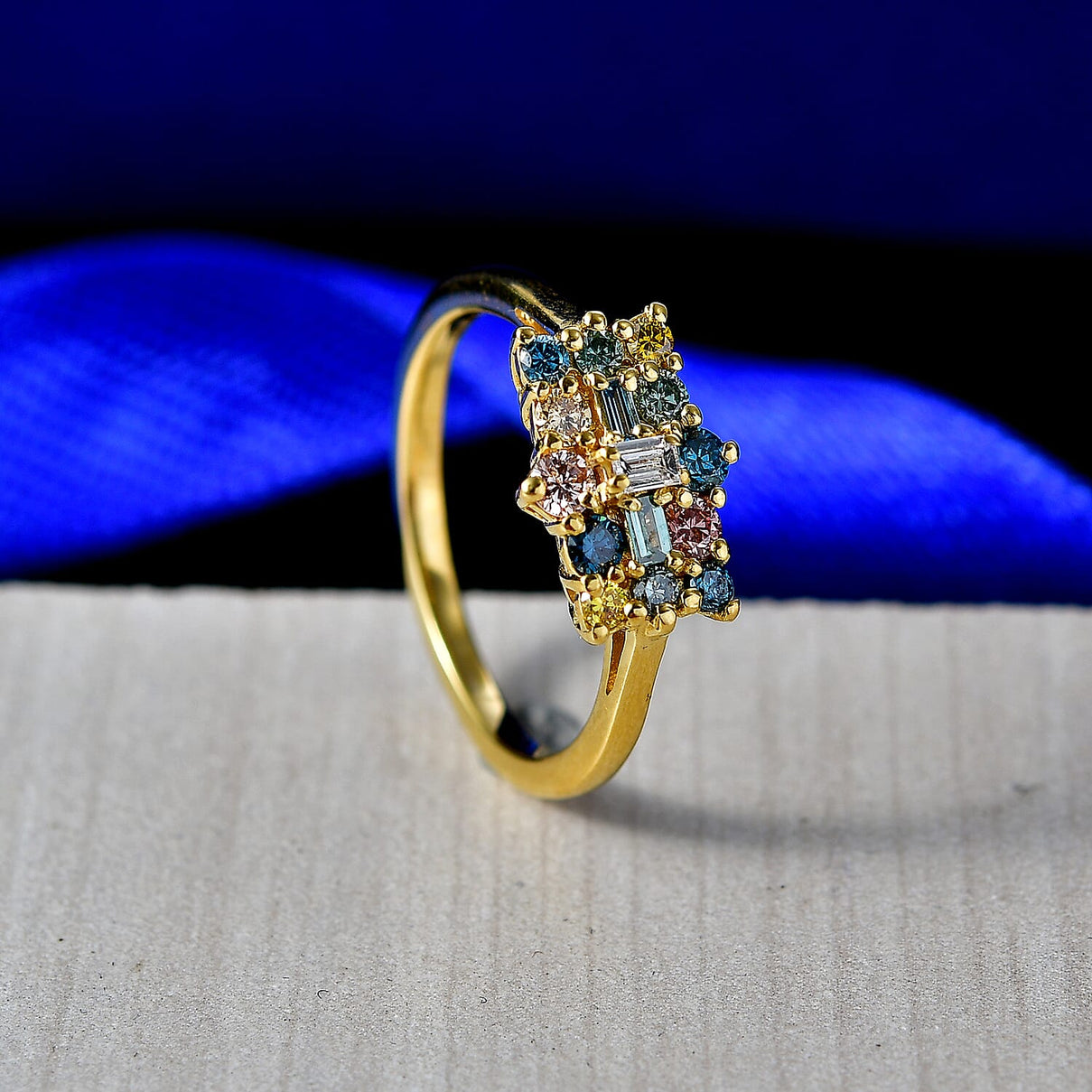 LUXURIANT 0.5 Ct. Multi Lab Grown Diamond Boat Ring in 18K Vermeil Yellow Gold Plated Sterling Silver (SI) 8557819 3