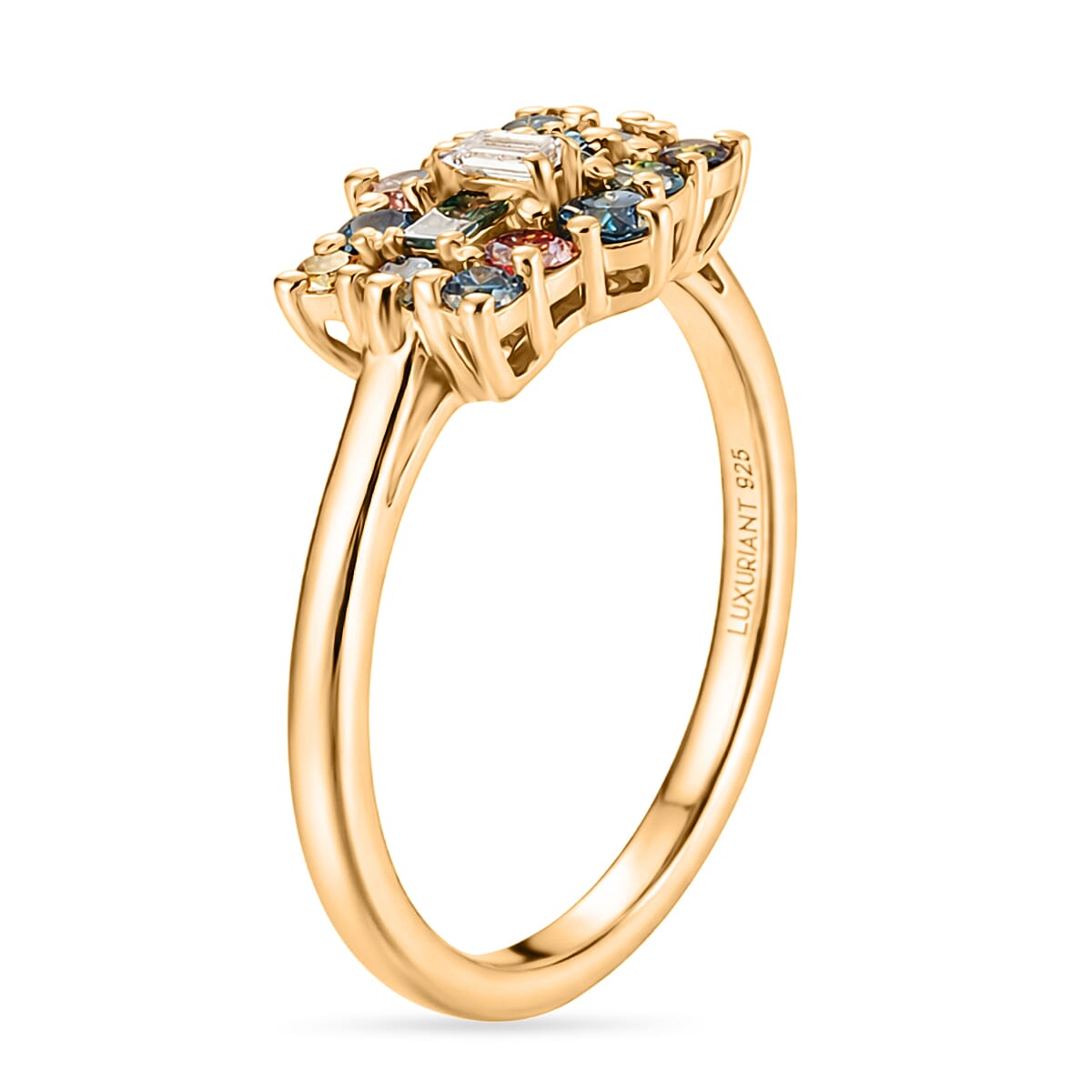 LUXURIANT 0.5 Ct. Multi Lab Grown Diamond Boat Ring in 18K Vermeil Yellow Gold Plated Sterling Silver (SI) 8557819 4