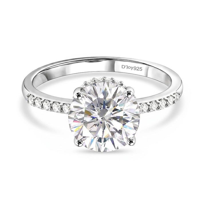 D'Joy - Crown inspired Moissanite Hidden Halo Ring in Rhodium Overlay Sterling Silver 3.30 Ct. 8560458 1