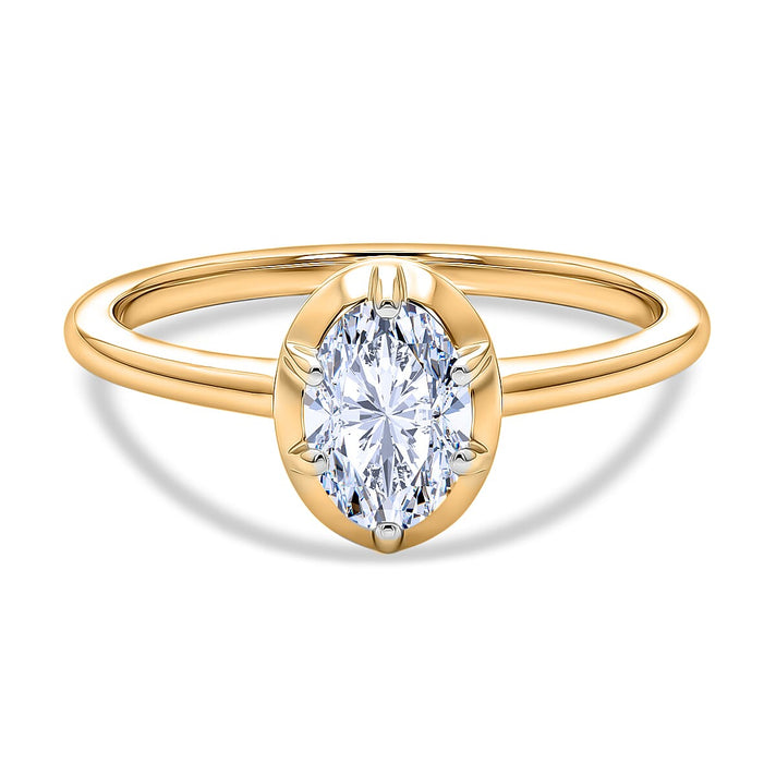 LUXURIANT 1 Ct. Lab Grown Diamond Oval Cut Solitaire Ring in 18K Vermeil Yellow Gold Over Sterling Silver (SI-G-H) 8563088 1