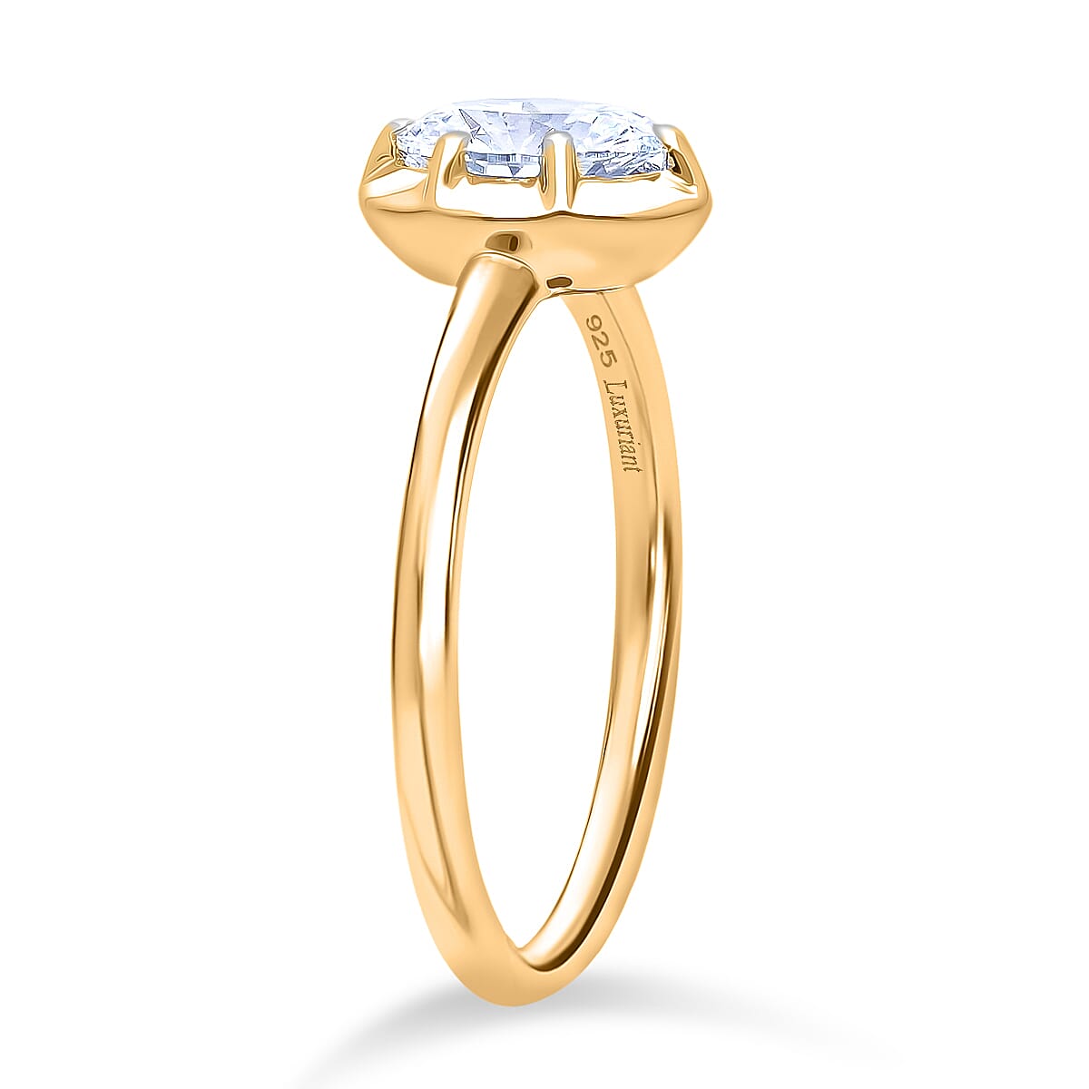 LUXURIANT 1 Ct. Lab Grown Diamond Oval Cut Solitaire Ring in 18K Vermeil Yellow Gold Over Sterling Silver (SI-G-H) 8563088 4