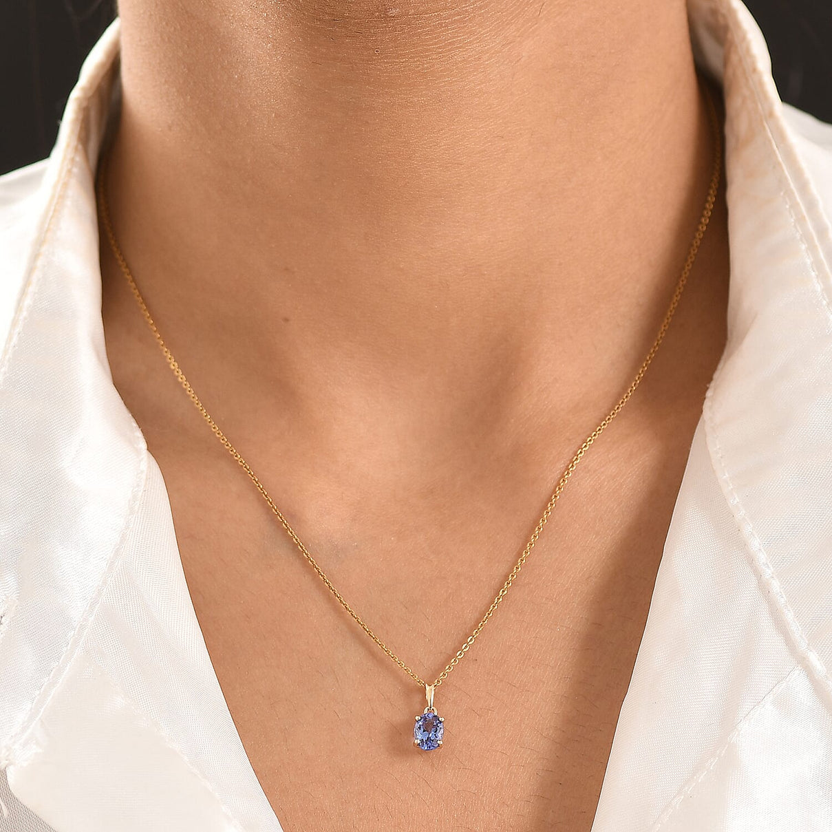 9K Yellow Gold AA Tanzanite Solitaire Pendant 8572271 2
