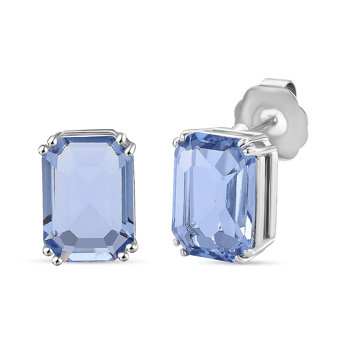 Austrian Blue Crystal 8 Prongs Solitaire Classic Earrings with Push Back Clasp 8586462 0