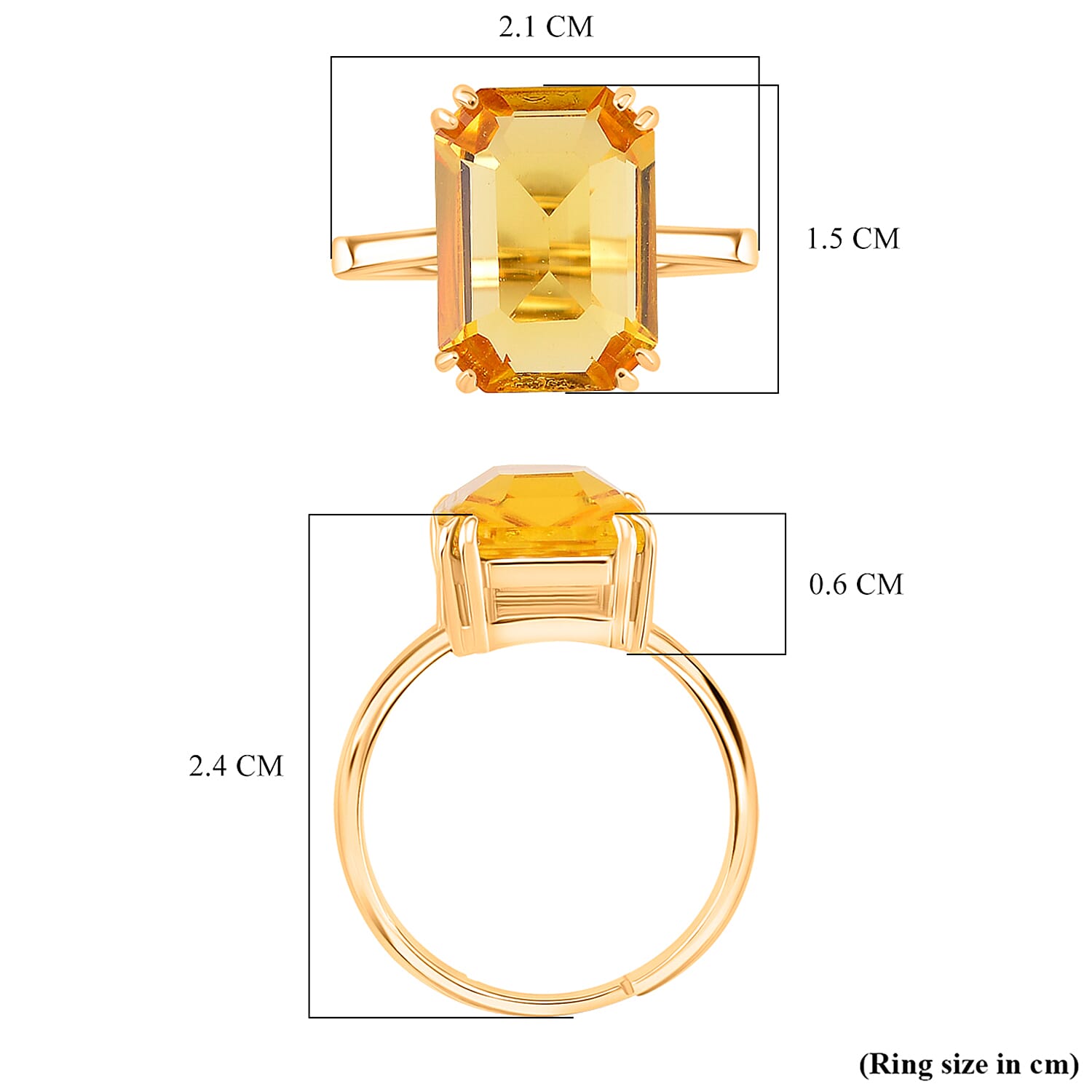 Austrian Yellow Crystal 8 Prongs Solitaire Classic Ring Size Adjustable 8586580 6