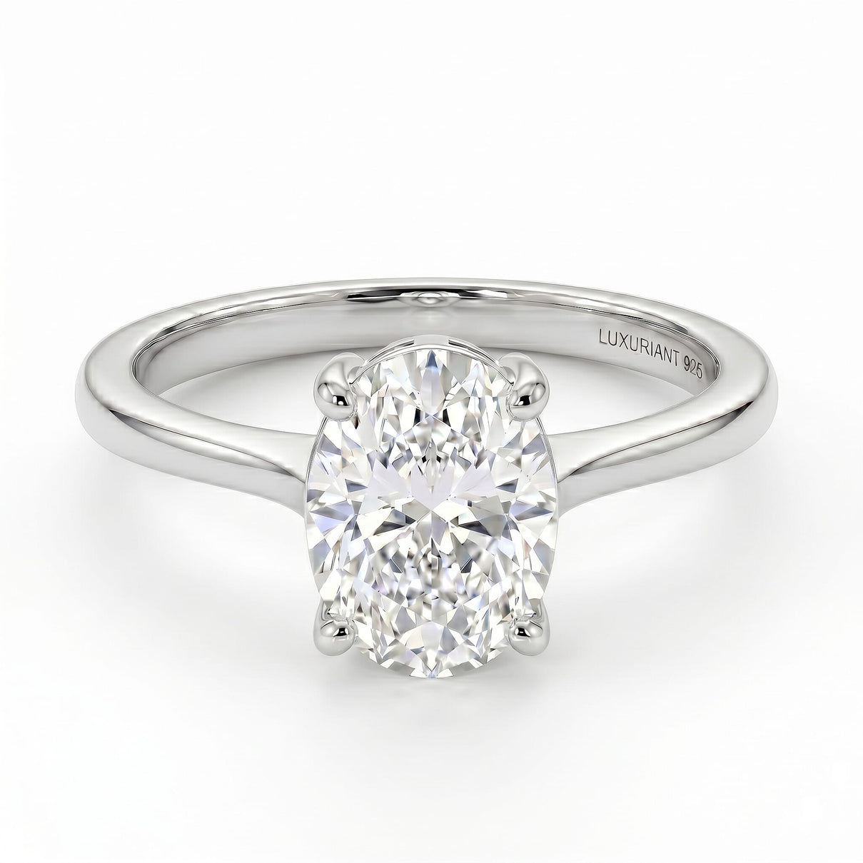 LUXURIANT 2 Ct. Lab Grown Diamond Oval Cut Solitaire Ring in Rhodium Overlay Sterling Silver SGL Certified 8586956 0