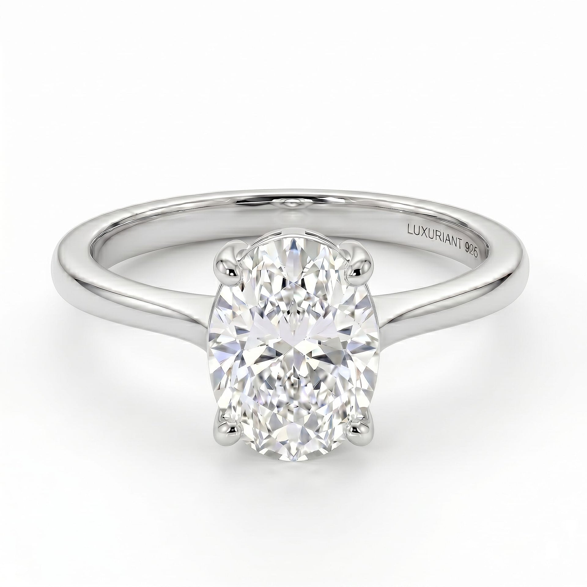 LUXURIANT 2 Ct. Lab Grown Diamond Oval Cut Solitaire Ring in Rhodium Overlay Sterling Silver SGL Certified 8586956 0