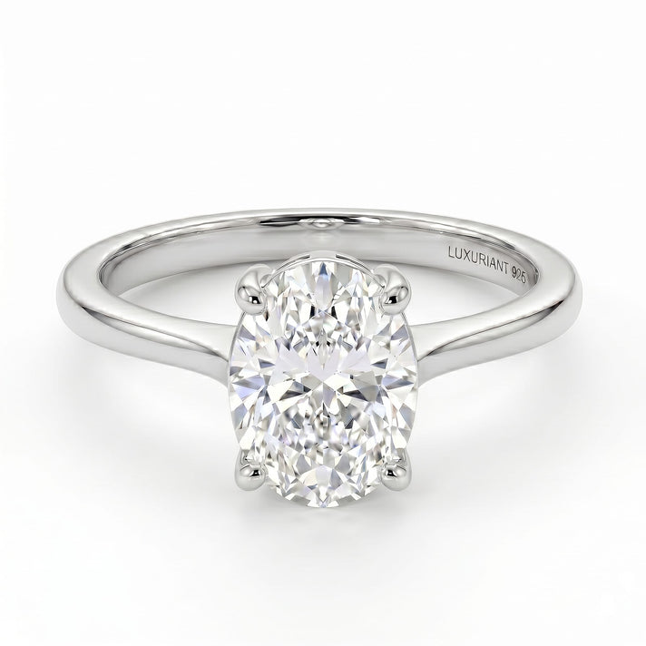 LUXURIANT 2 Ct. Lab Grown Diamond Oval Cut Solitaire Ring in Rhodium Overlay Sterling Silver SGL Certified 8586956 1