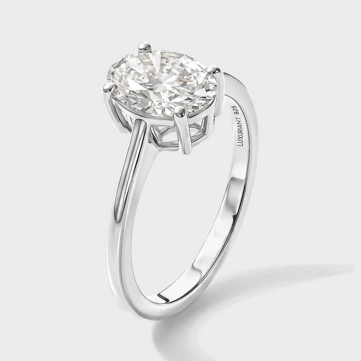 LUXURIANT 2 Ct. Lab Grown Diamond Oval Cut Solitaire Ring in Rhodium Overlay Sterling Silver SGL Certified 8586956 4