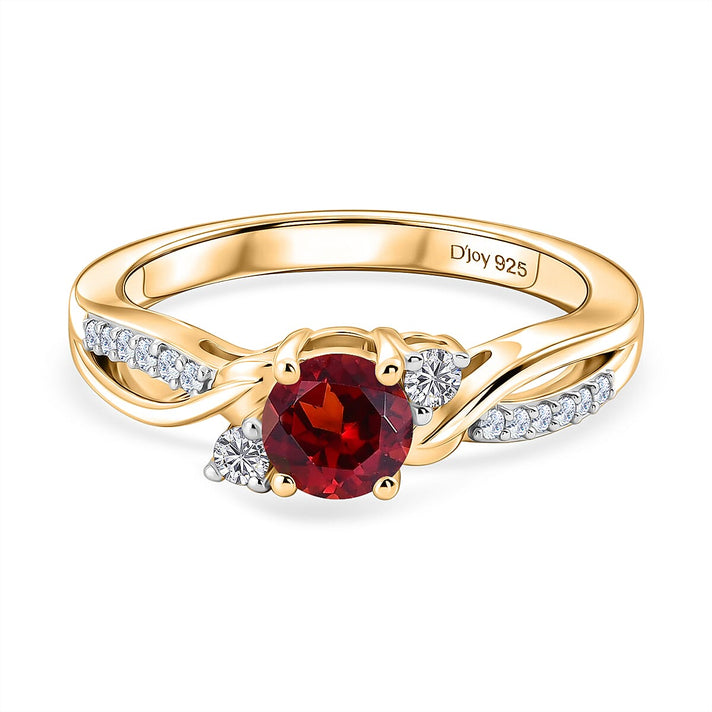 Always You Red Garnet Birthstone Solitaire Promise Ring with Moissanite Accents in 925 Sterling Silver 18K Gold Vermeil Plated 8587941 1