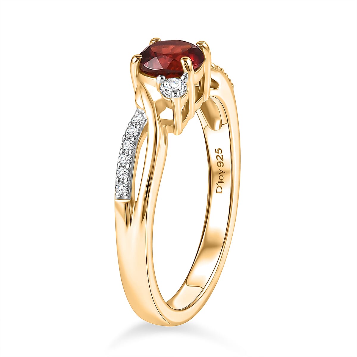Always You Red Garnet Birthstone Solitaire Promise Ring with Moissanite Accents in 925 Sterling Silver 18K Gold Vermeil Plated 8587941 4