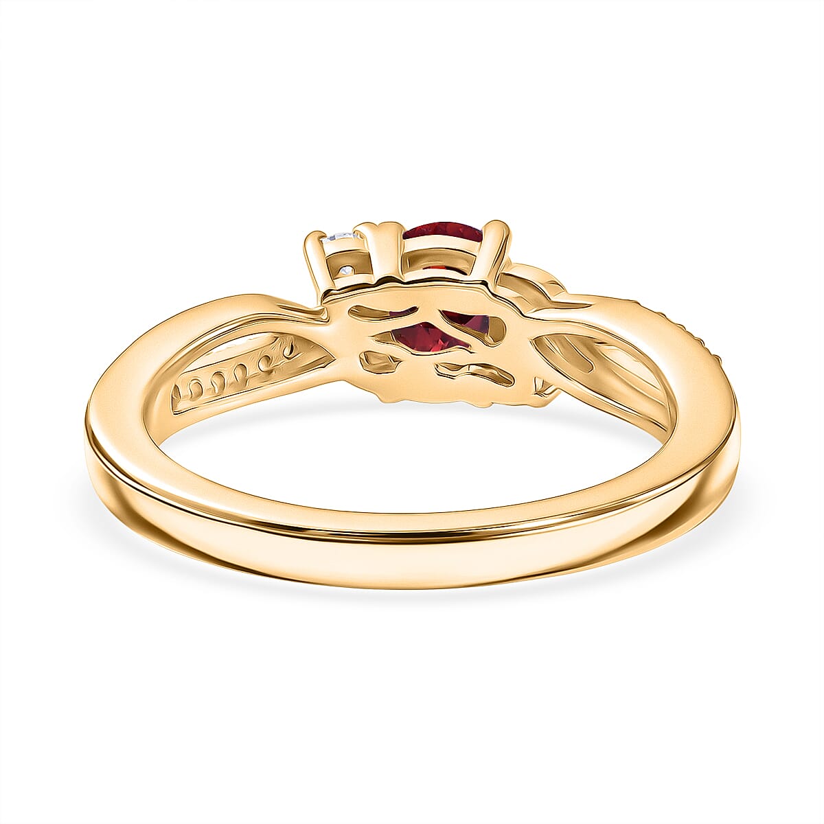 Always You Red Garnet Birthstone Solitaire Promise Ring with Moissanite Accents in 925 Sterling Silver 18K Gold Vermeil Plated 8587941 5