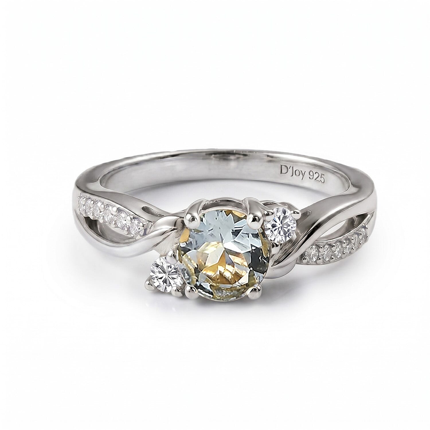 Always You Aquamarine Birthstone Solitaire Promise Ring with Moissanite Accents in 925 Sterling Silver Rhodium Plated 8587995 0