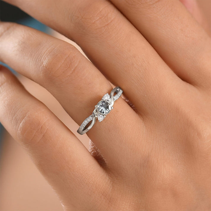 Always You Red Garnet Birthstone Solitaire Promise Ring with Moissanite Accents in 925 Sterling Silver 18K Gold Vermeil Plated 8587941 2