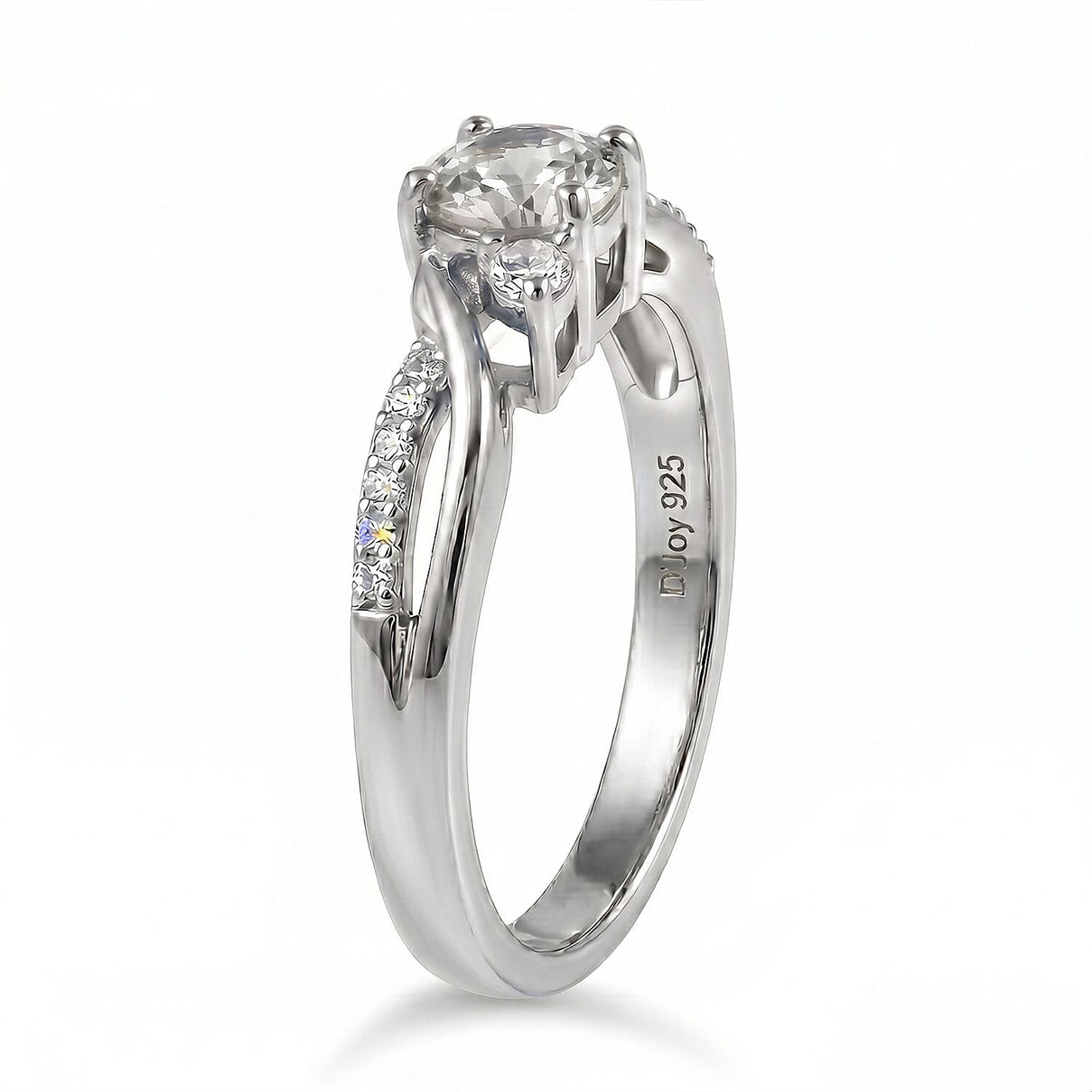 Always You Aquamarine Birthstone Solitaire Promise Ring with Moissanite Accents in 925 Sterling Silver Rhodium Plated 8587995 4