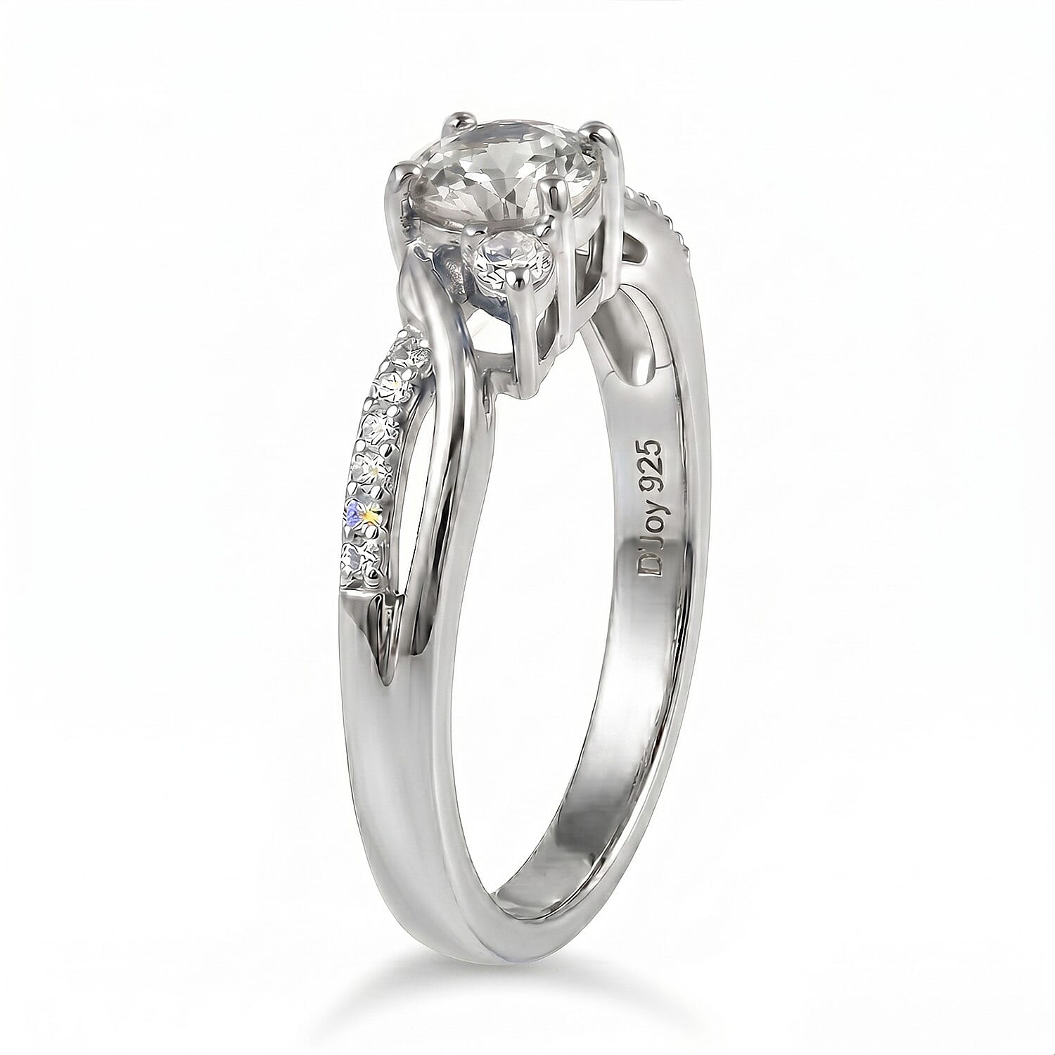 Always You Aquamarine Birthstone Solitaire Promise Ring with Moissanite Accents in 925 Sterling Silver Rhodium Plated 8587995 4