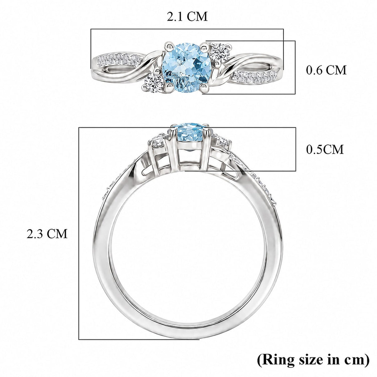 Always You Aquamarine Birthstone Solitaire Promise Ring with Moissanite Accents in 925 Sterling Silver Rhodium Plated 8587995 9