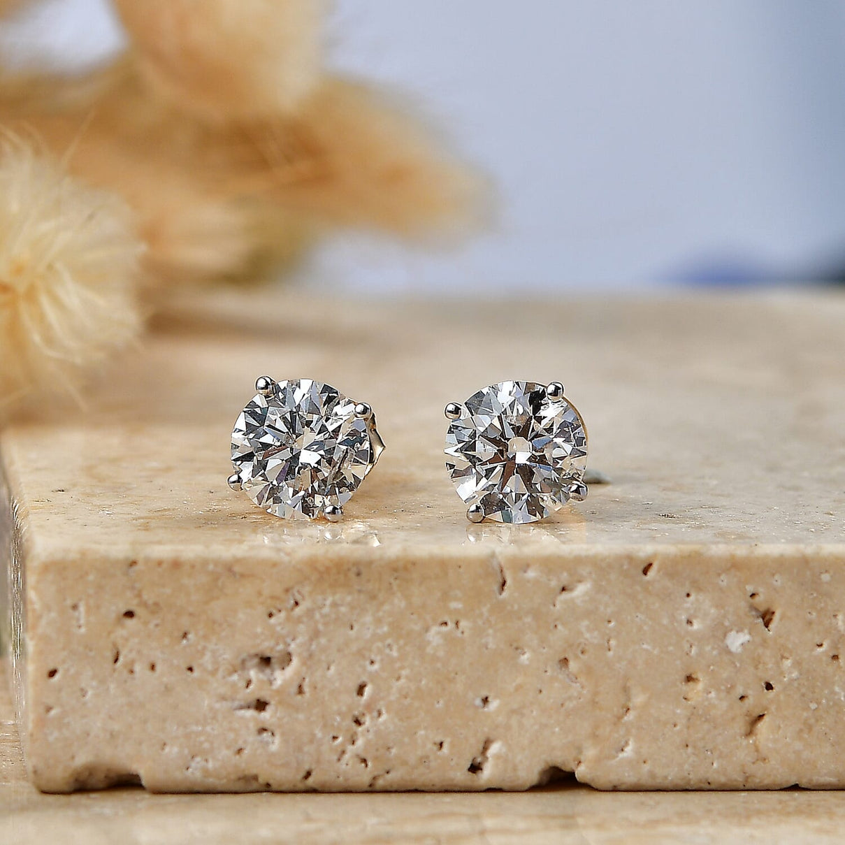 LUXURIANT Lab Grown Diamond Solitaire Stud Earrings 8599083 3