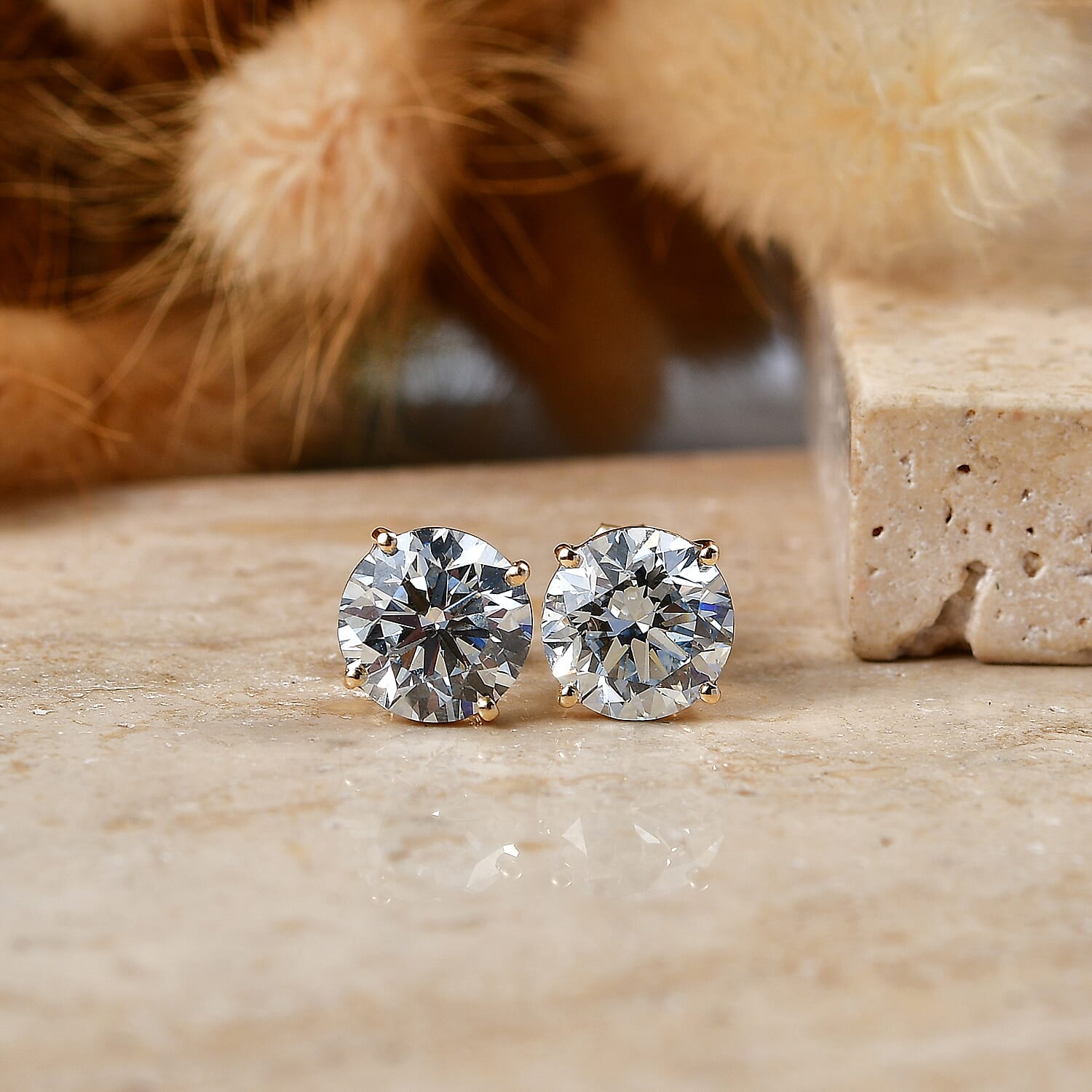 LUXURIANT Lab Grown Diamond Solitaire Stud Earrings 8599084 3