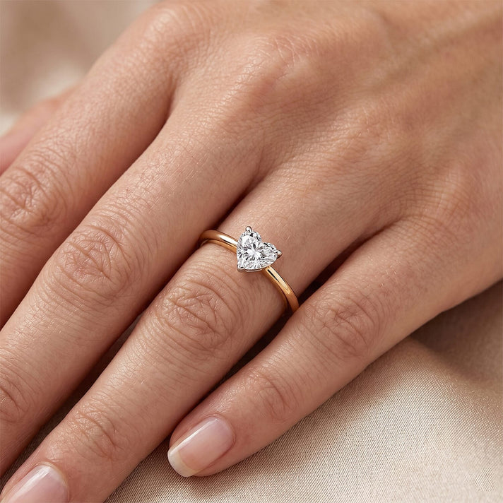 LUXURIANT 0.5 Ct. Lab Grown Diamond Heart Solitaire Ring in 18K Vermeil Yellow Gold Over Sterling Silver 8608821 2
