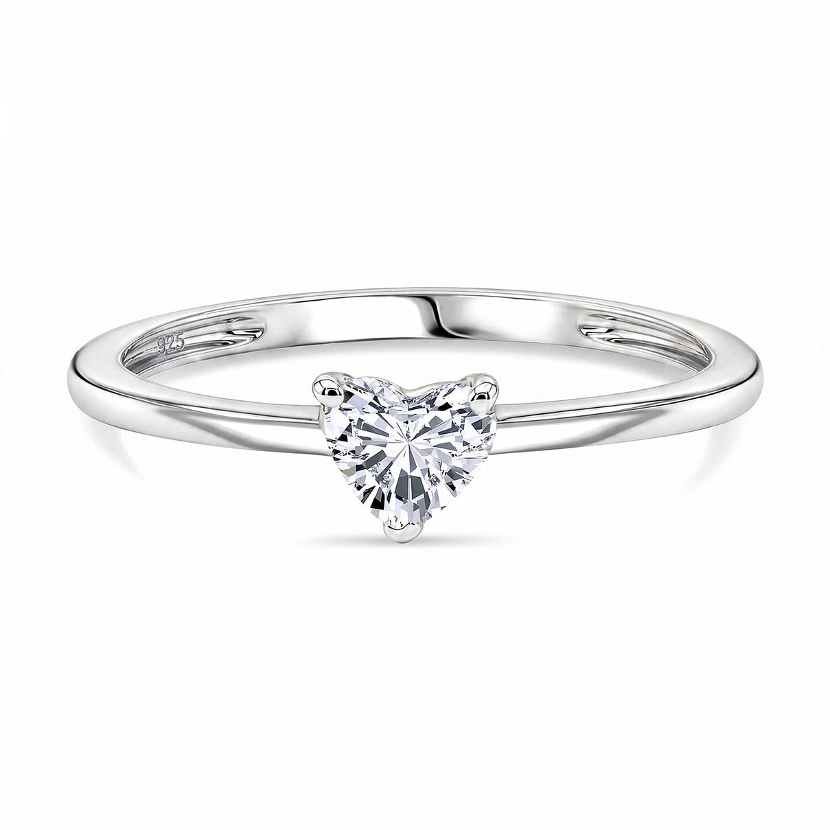 LUXURIANT 0.5 Ct. Lab Grown Diamond Heart Solitaire Ring in Rhodium Overlay Sterling Silver (SI-G-H) 8608832 0