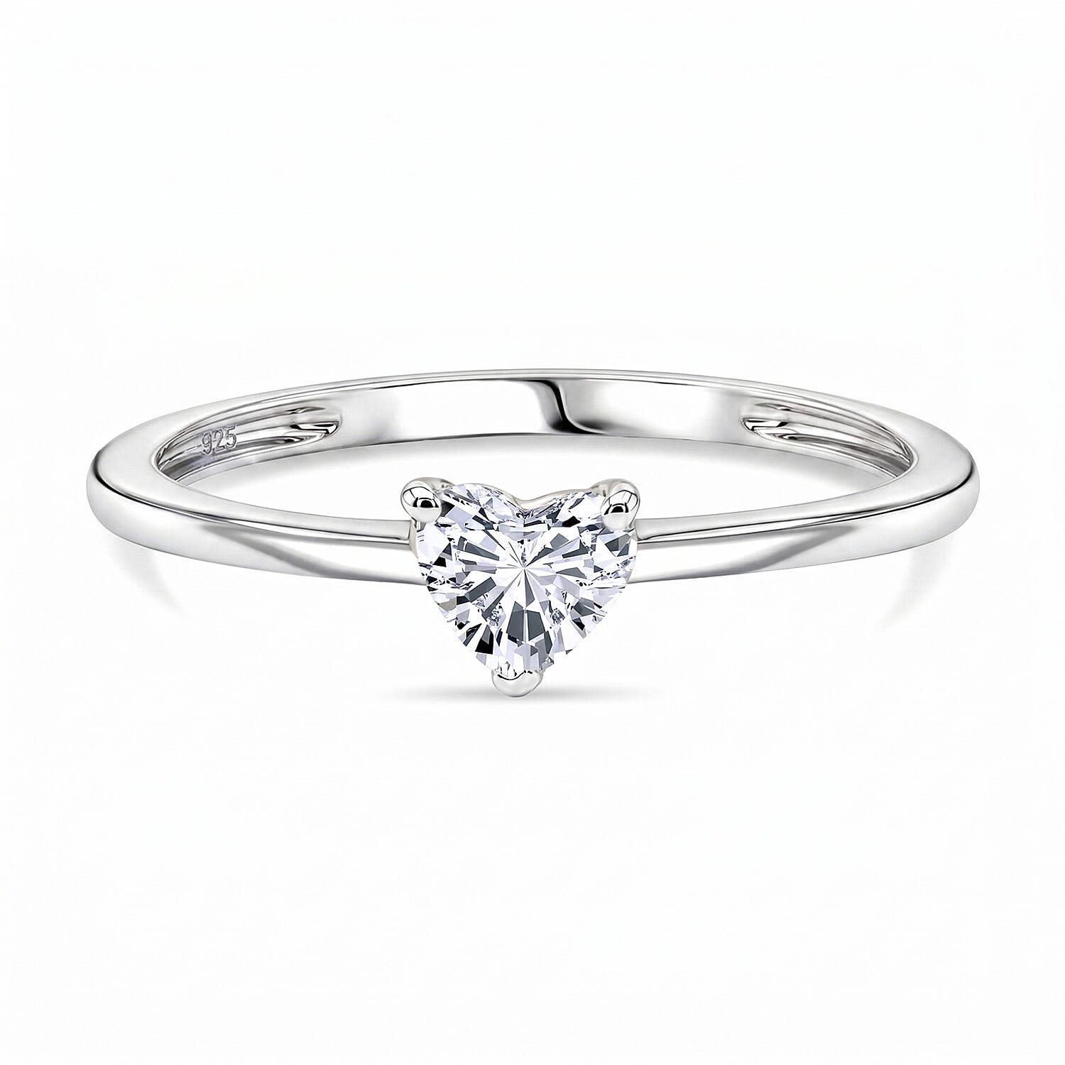 LUXURIANT 0.5 Ct. Lab Grown Diamond Heart Solitaire Ring in Rhodium Overlay Sterling Silver (SI-G-H) 8608832 0