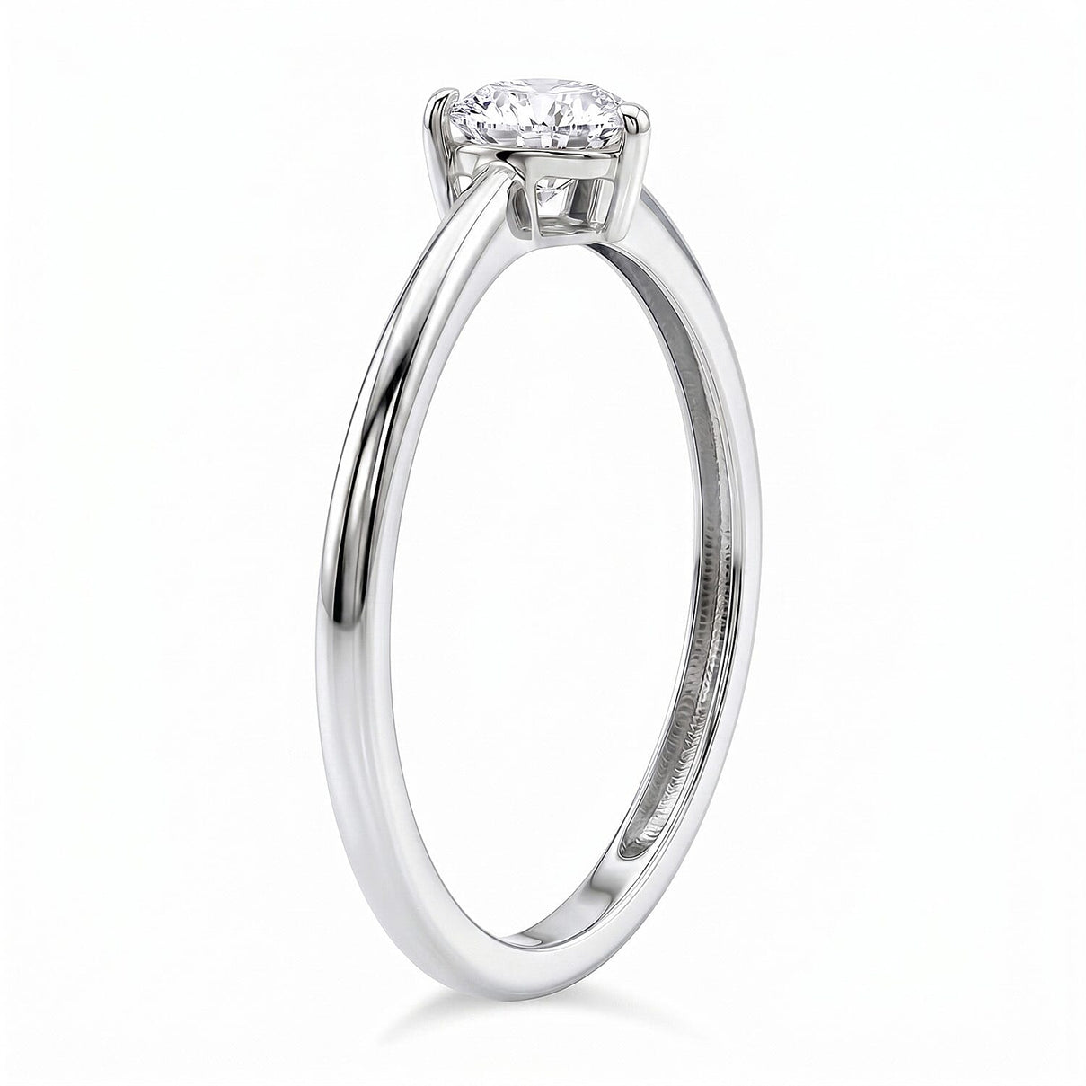 LUXURIANT 0.5 Ct. Lab Grown Diamond Heart Solitaire Ring in Rhodium Overlay Sterling Silver (SI-G-H) 8608832 4