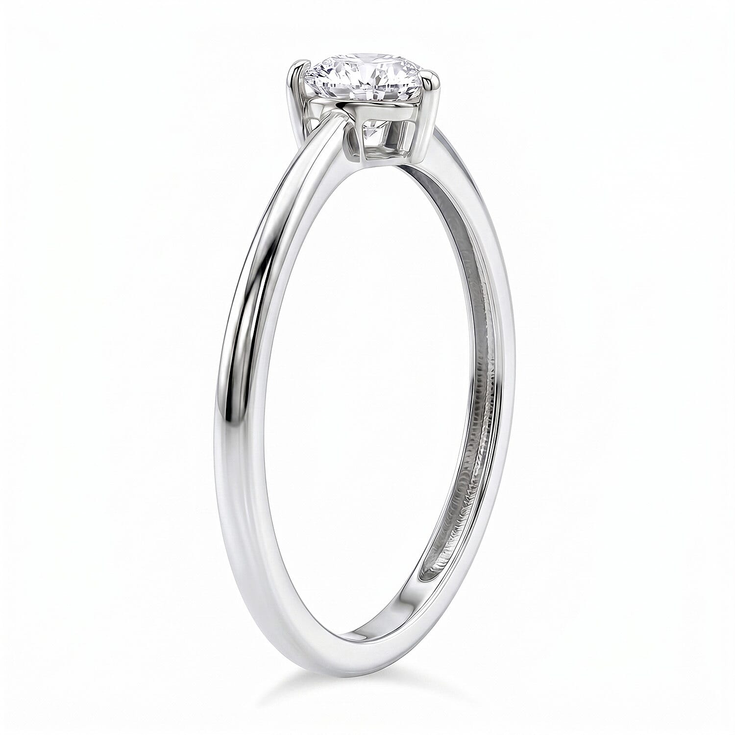 LUXURIANT 0.5 Ct. Lab Grown Diamond Heart Solitaire Ring in Rhodium Overlay Sterling Silver (SI-G-H) 8608832 4