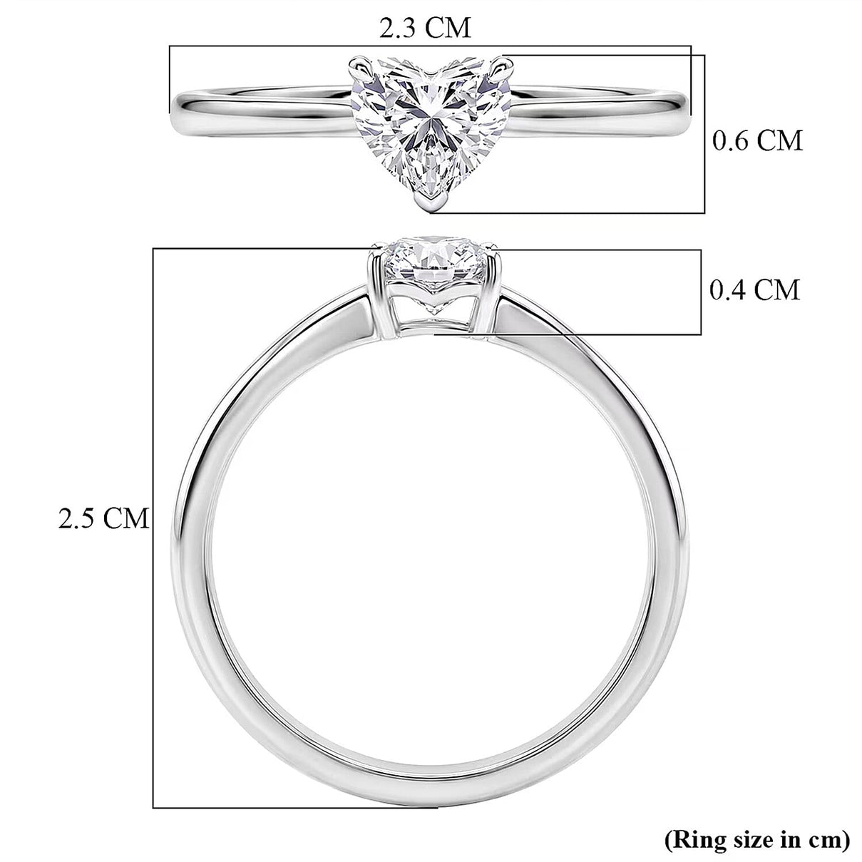 LUXURIANT 0.5 Ct. Lab Grown Diamond Heart Solitaire Ring in Rhodium Overlay Sterling Silver (SI-G-H) 8608832 7