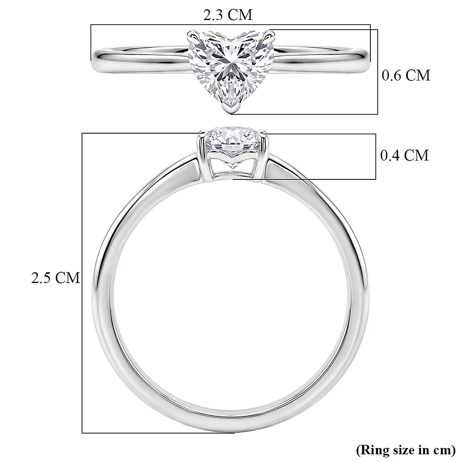 LUXURIANT 0.5 Ct. Lab Grown Diamond Heart Solitaire Ring in Rhodium Overlay Sterling Silver (SI-G-H) 8608832 7