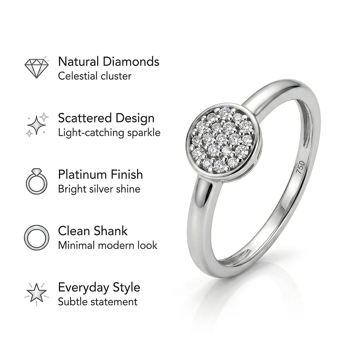 Diamond Ring in Platinum Overlay Sterling Silver V32516639 5