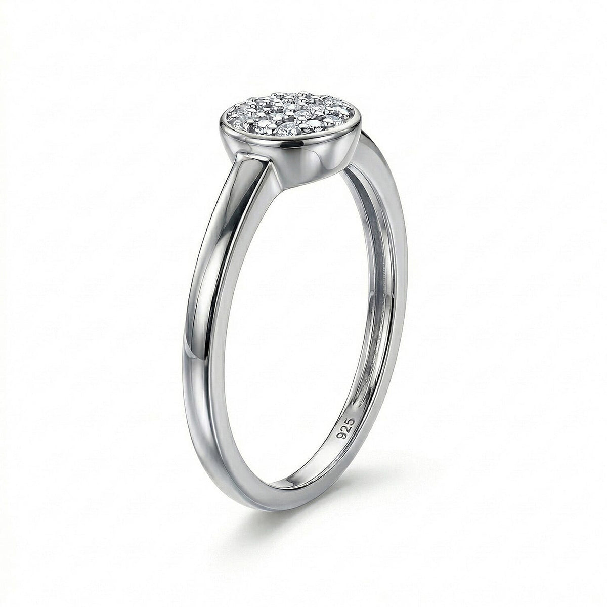 Diamond Ring in Platinum Overlay Sterling Silver V32513078 8