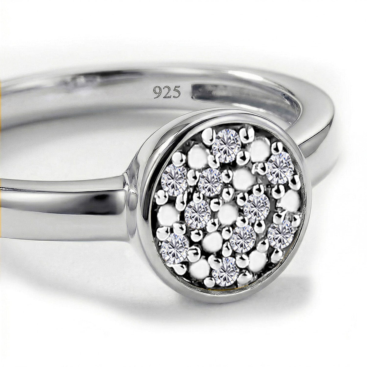 Diamond Ring in Platinum Overlay Sterling Silver V32513381 4