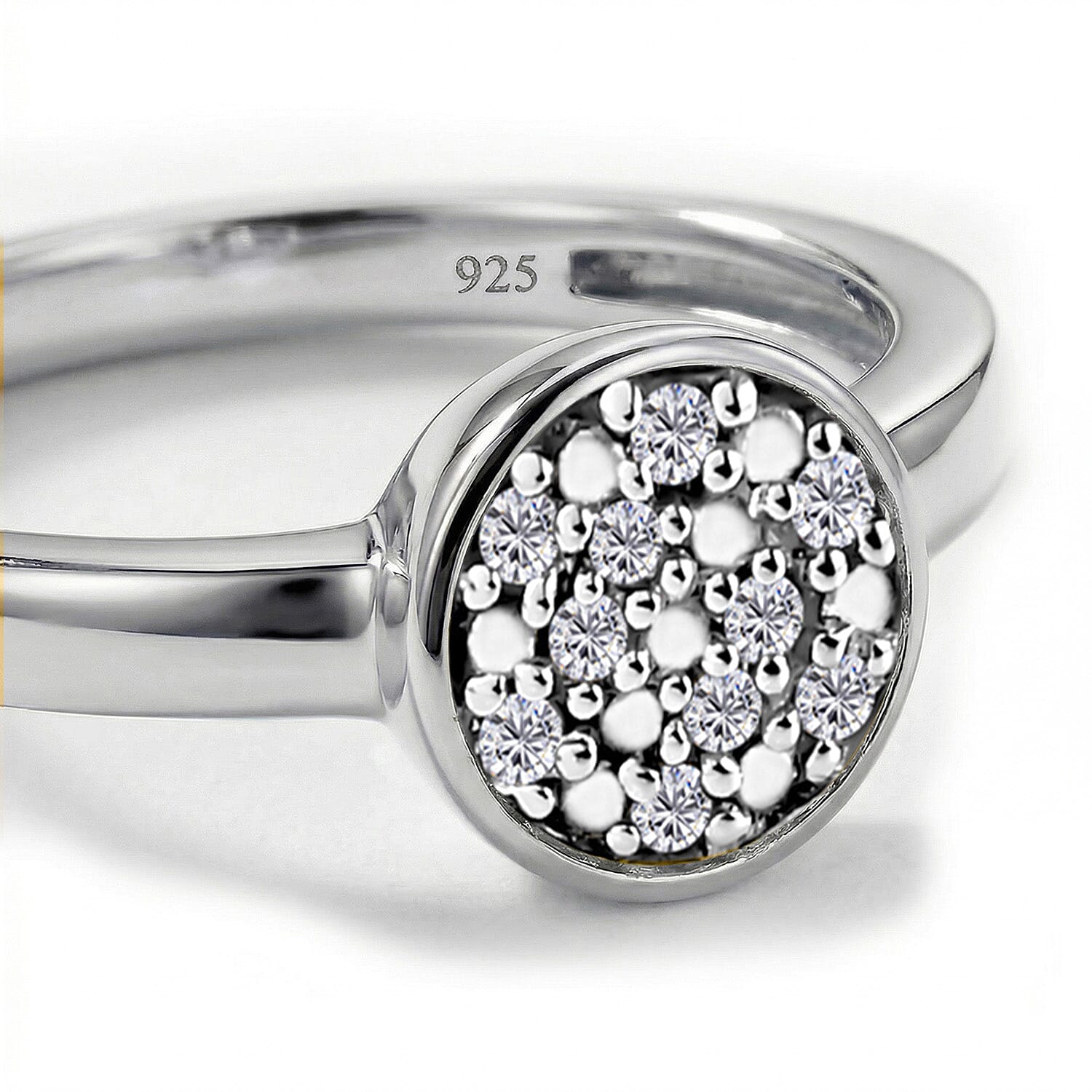 Diamond Ring in Platinum Overlay Sterling Silver V32513381 4