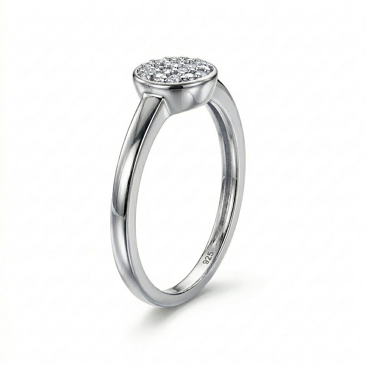 Diamond Ring in Platinum Overlay Sterling Silver V32513381 6