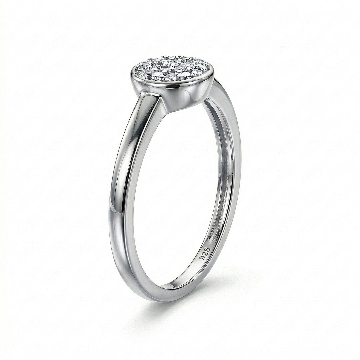 Diamond Ring in Platinum Overlay Sterling Silver V32513381 6