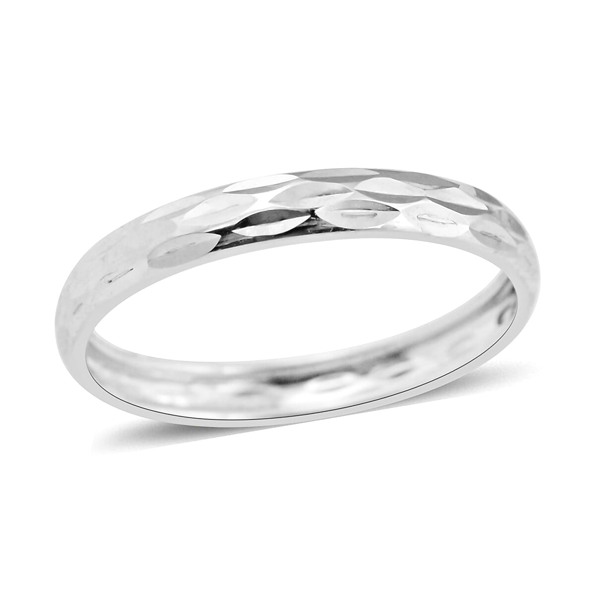 9K White Gold Diamond Cut Stackable Wedding Band Ring 8731658 0