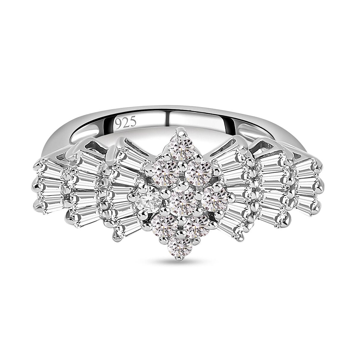Moissanite Ballerina Ring in Platinum Plated Sterling Silver 1.09 Ct 8731841 0